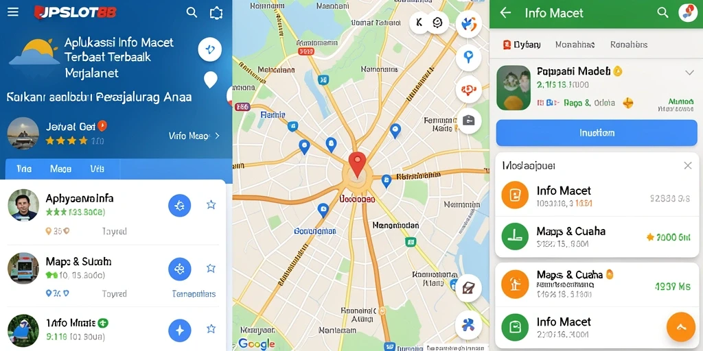 Tampilan antarmuka aplikasi JPSLOT88 yang menampilkan informasi kemacetan lalu lintas.