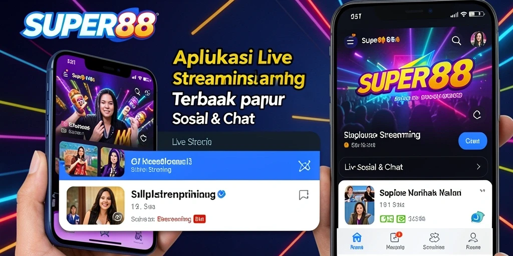 Tampilan antarmuka aplikasi SUPER88 dengan fitur Live Streaming yang menarik.
