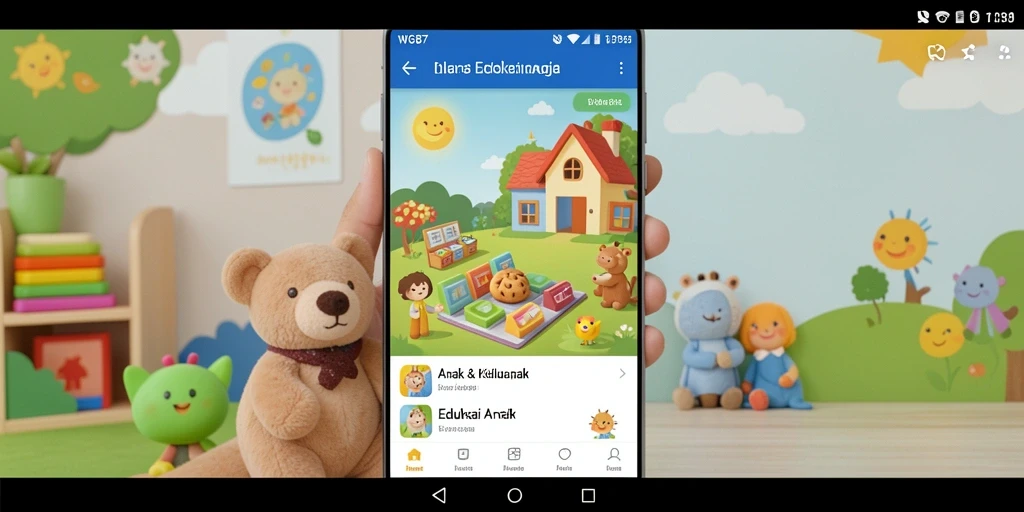 Tampilan antarmuka edukatif yang menarik anak-anak.