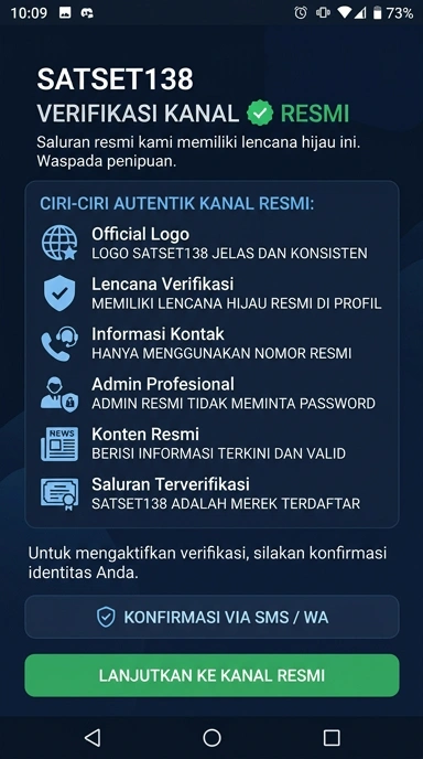 Tampilan kanal resmi satset138