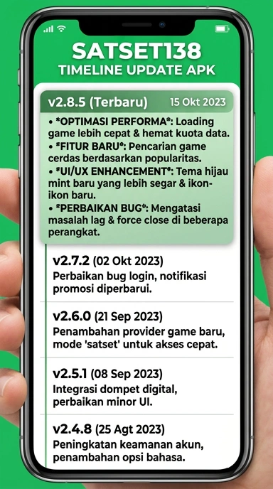 Tampilan riwayat versi satset138